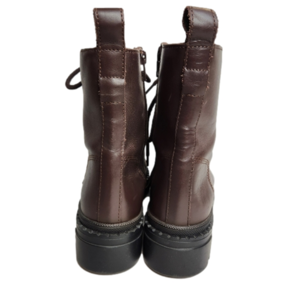 Size 6.5 Platform boot Leather Chunky combat boot Brown color STEVE MADDEN - Picture 4 of 15